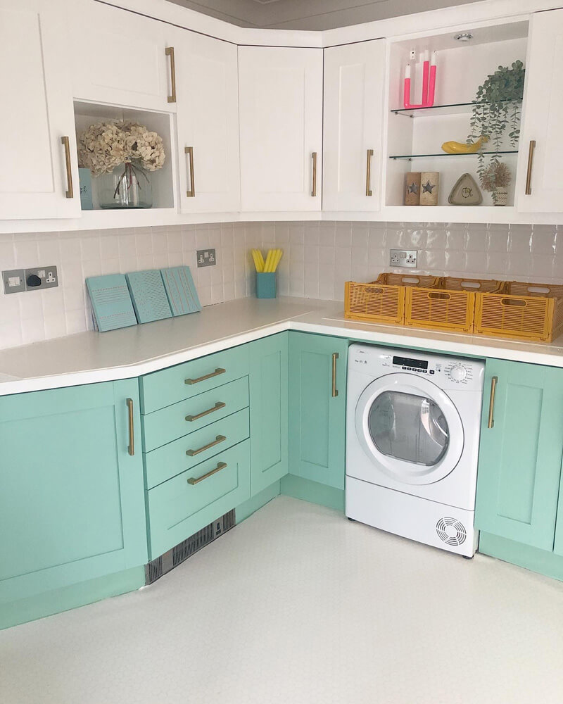 Retro kitchen painted in Lick Green 08