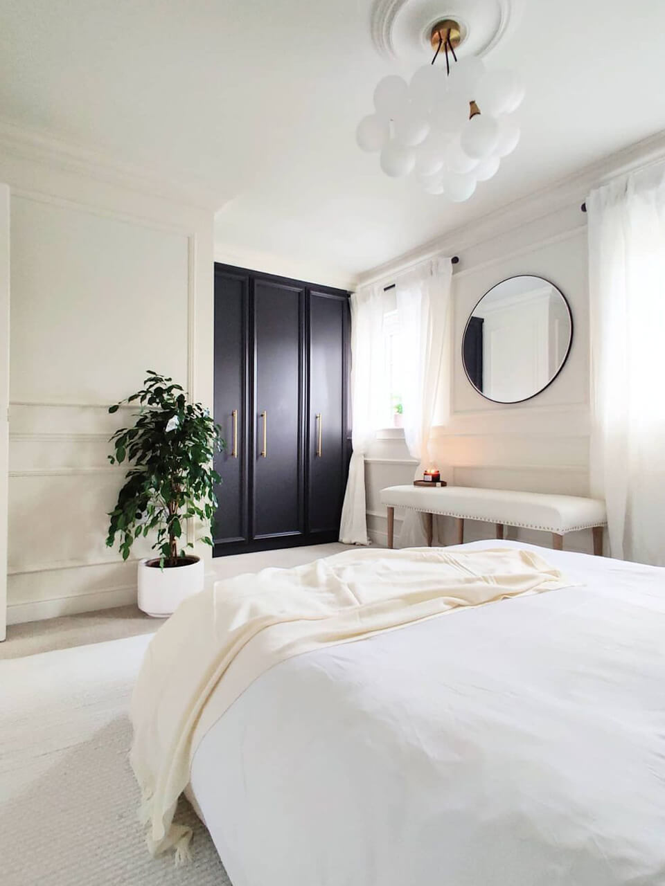 Bedroom decorated in Lick White 05 from the modern light and airy colour palette