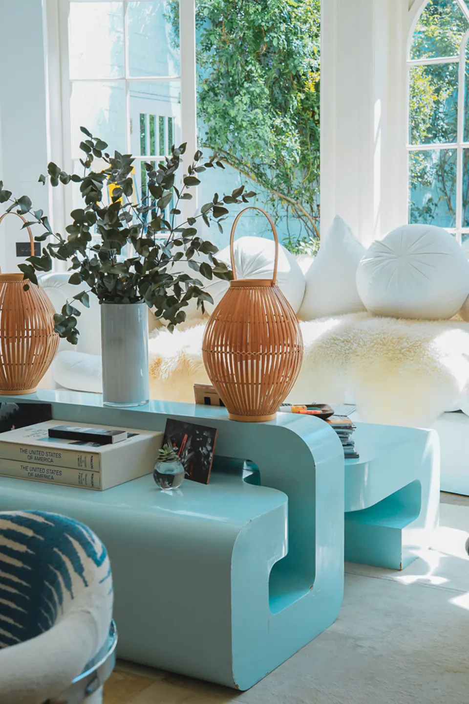 Lick home interior inspiration Miami art deco style pastel living room