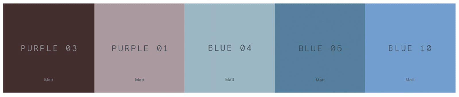 Lick paint analogous colour pallet in Purple 03, Purple 01, Blue 04, Blue 05, Blue 10
