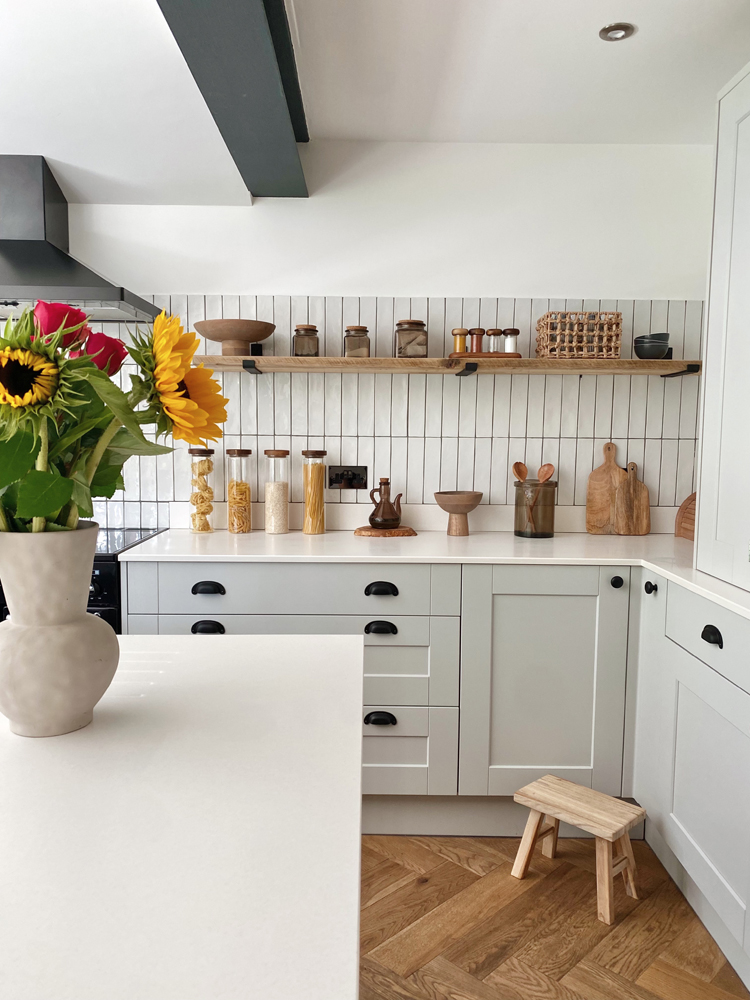 Minimalist kitchen with black accents