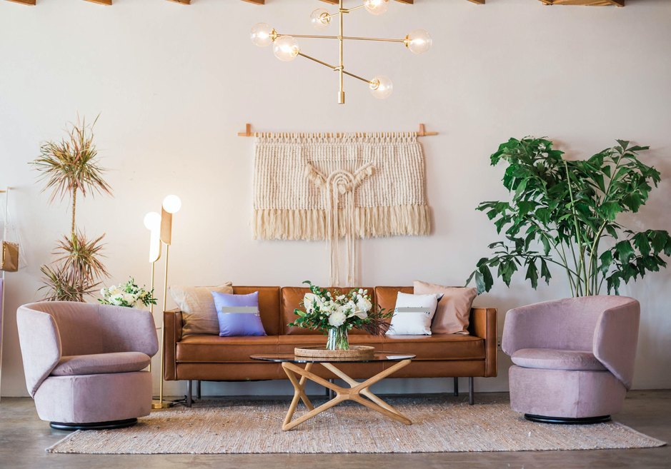 70s style bohemian living room