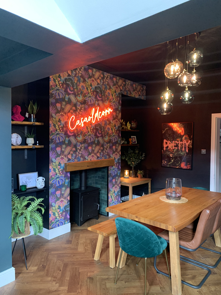 Dining room decorated in maximalist interior trend in Mars Meadow 01