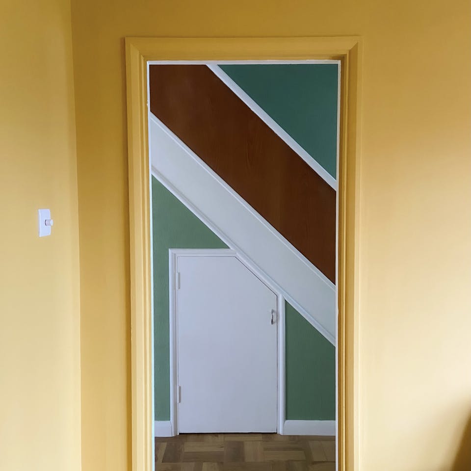 Hallway painted in pastel colour Lick paint Yellow 02