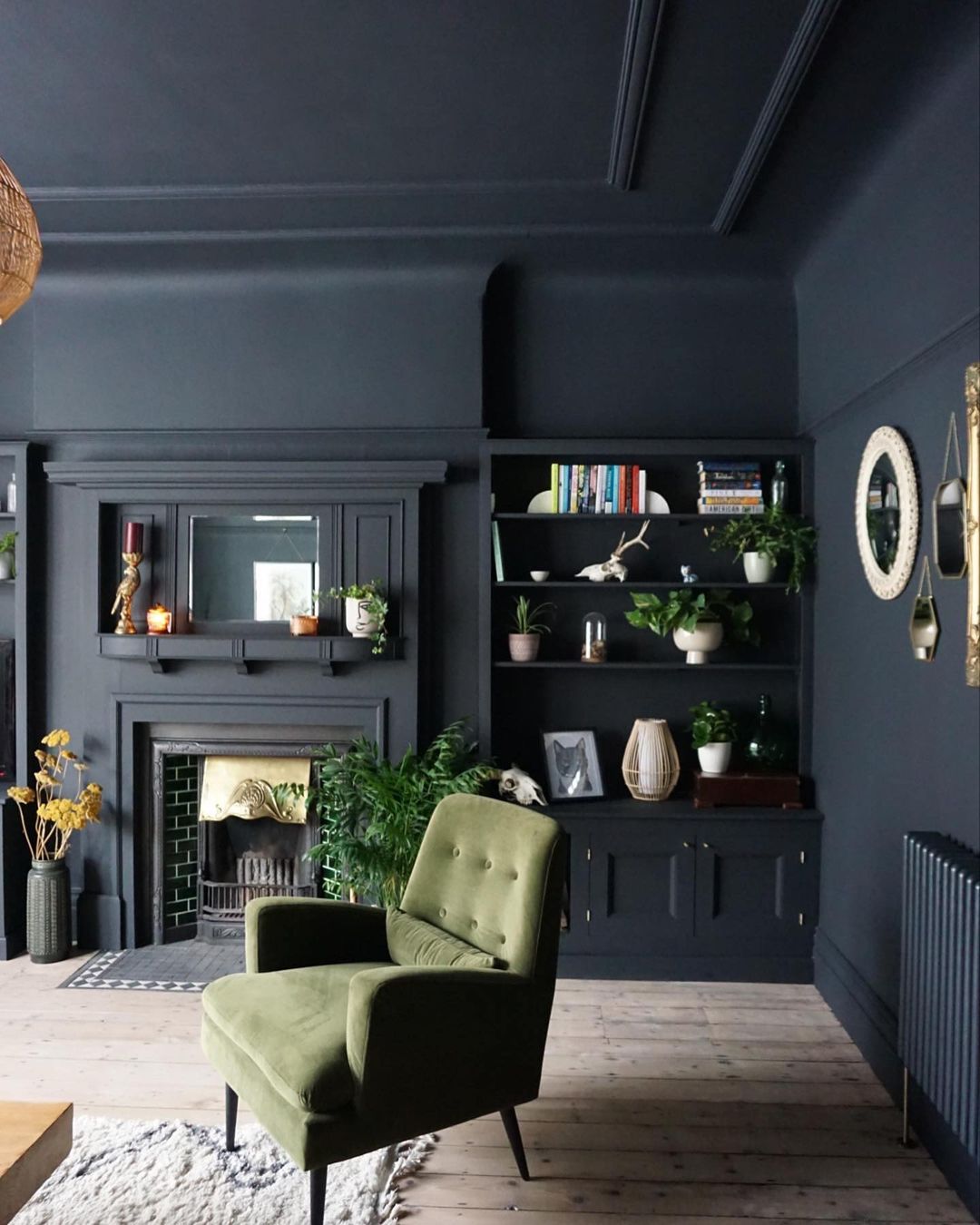 Living room painted in Lick Black 02 paint
