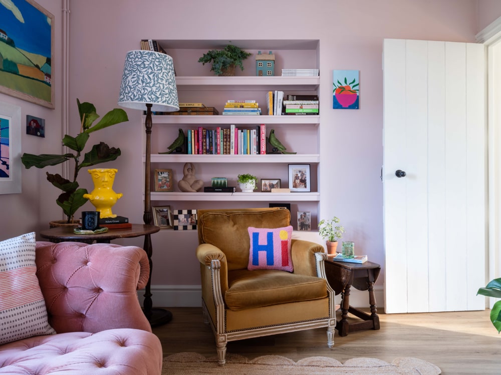 Living room painted in Lick Pink 04 paint