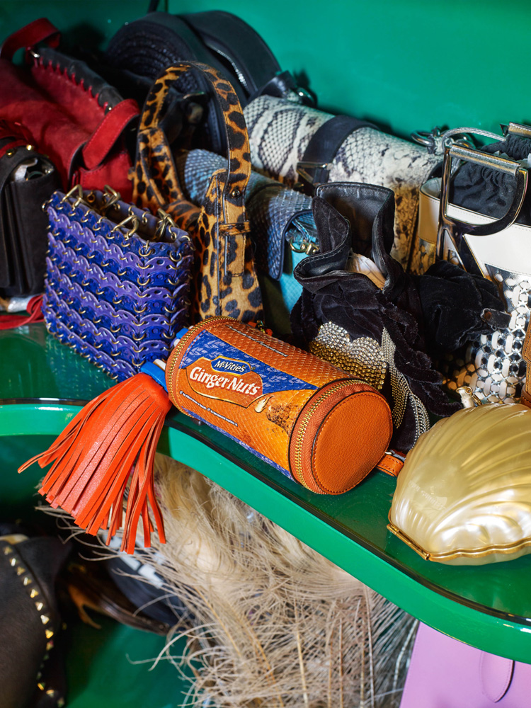 Mary Charteris's bag collection in her walk-in wardrobe