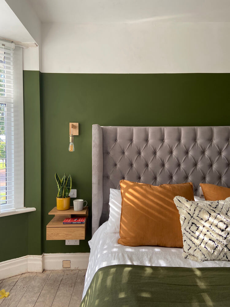 Bedroom painted with Lick Green 05
