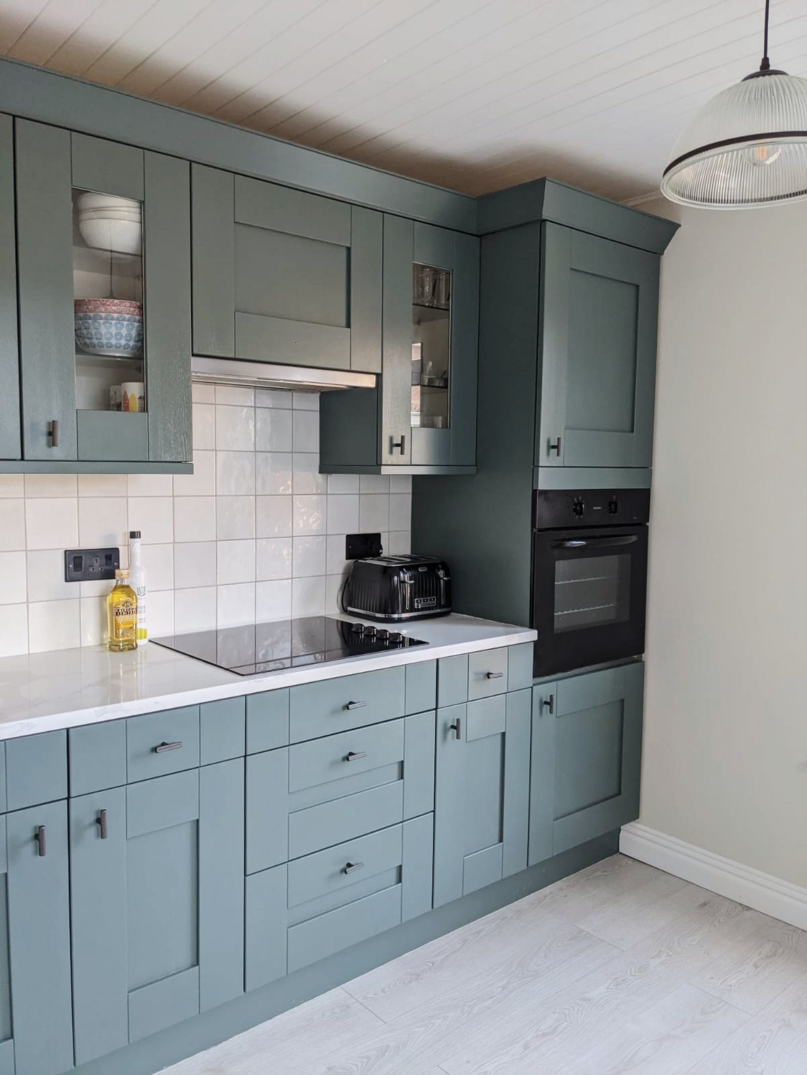 Small kitchen painted in Lick Green 03 paint colour