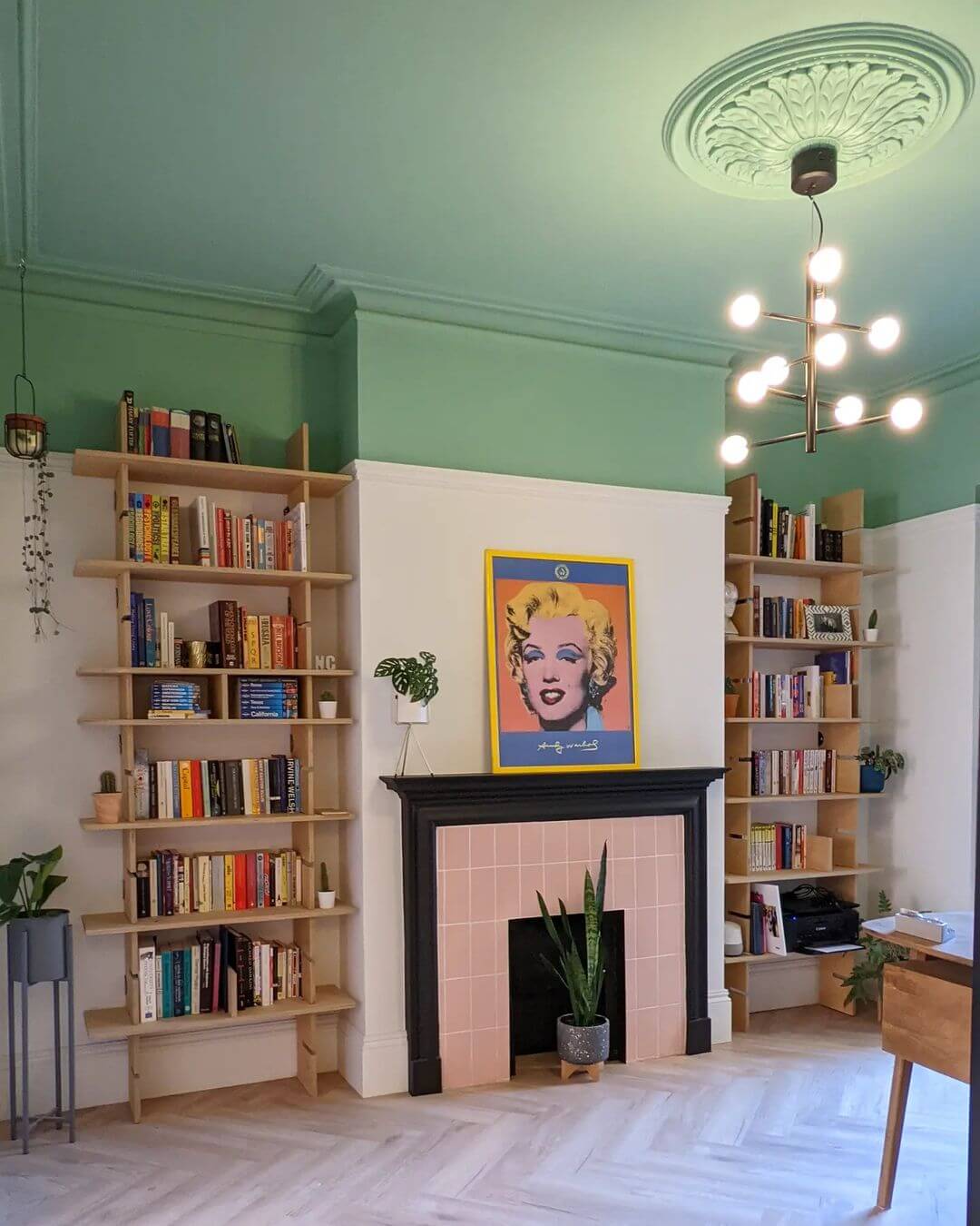 Green contemporary living room 