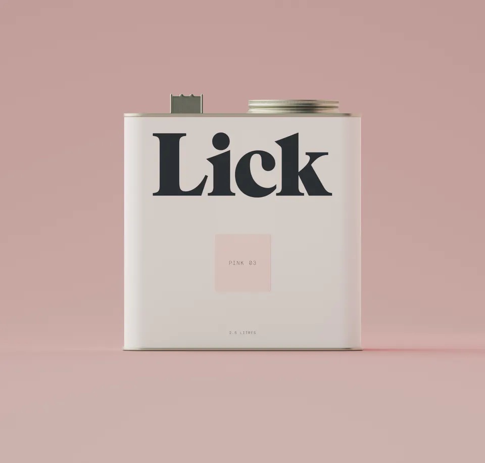 Close up of Lick Pink 03 paint tin