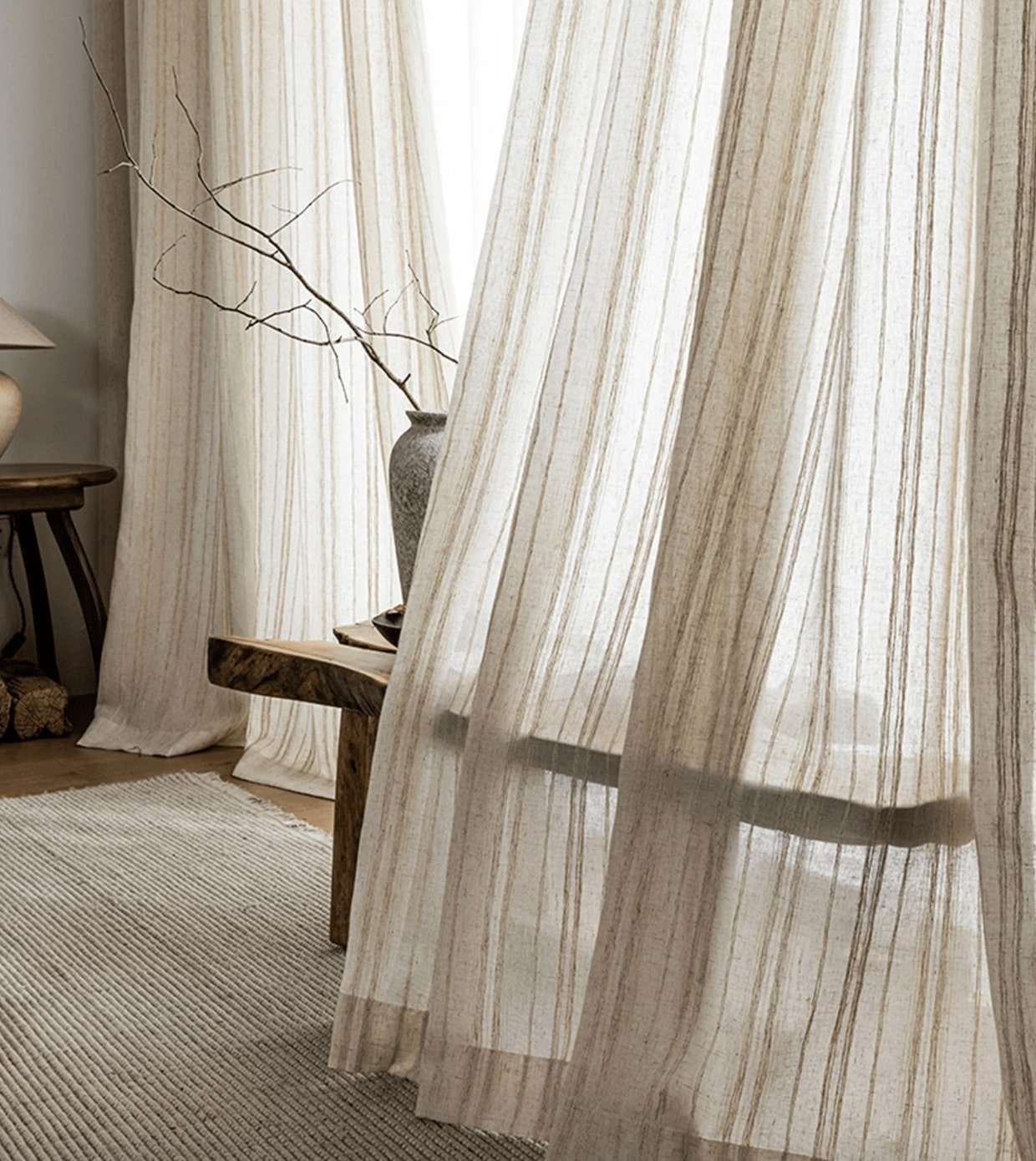 BeadsSymbols linen striped curtains