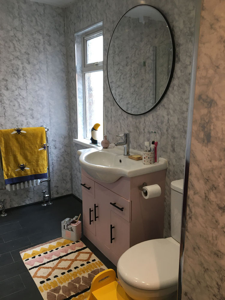 Photo of Sarah's (@the_joys_at_no44) bathroom cabinets painted with Lick Pink 03