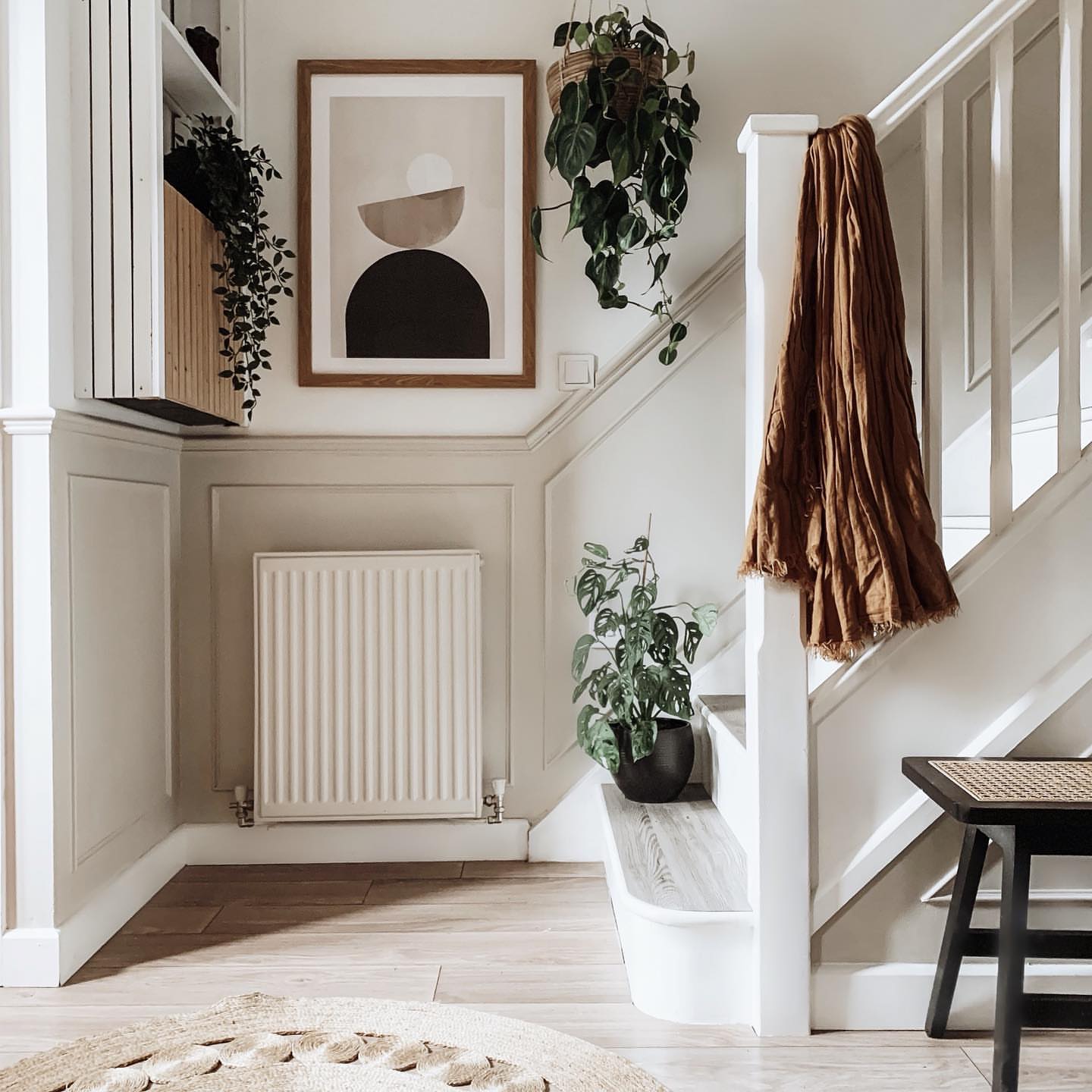 Hallway decorated in Lick White 01 and Beige 03 paint