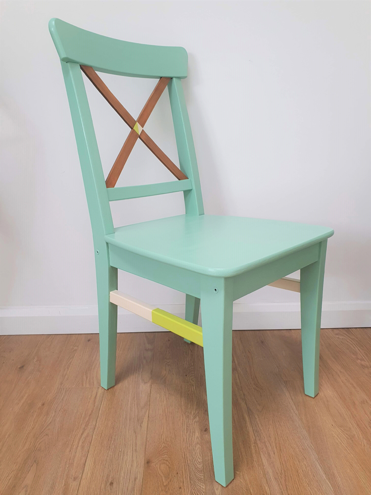Chair upcycled and painted in Lick paint Green 08