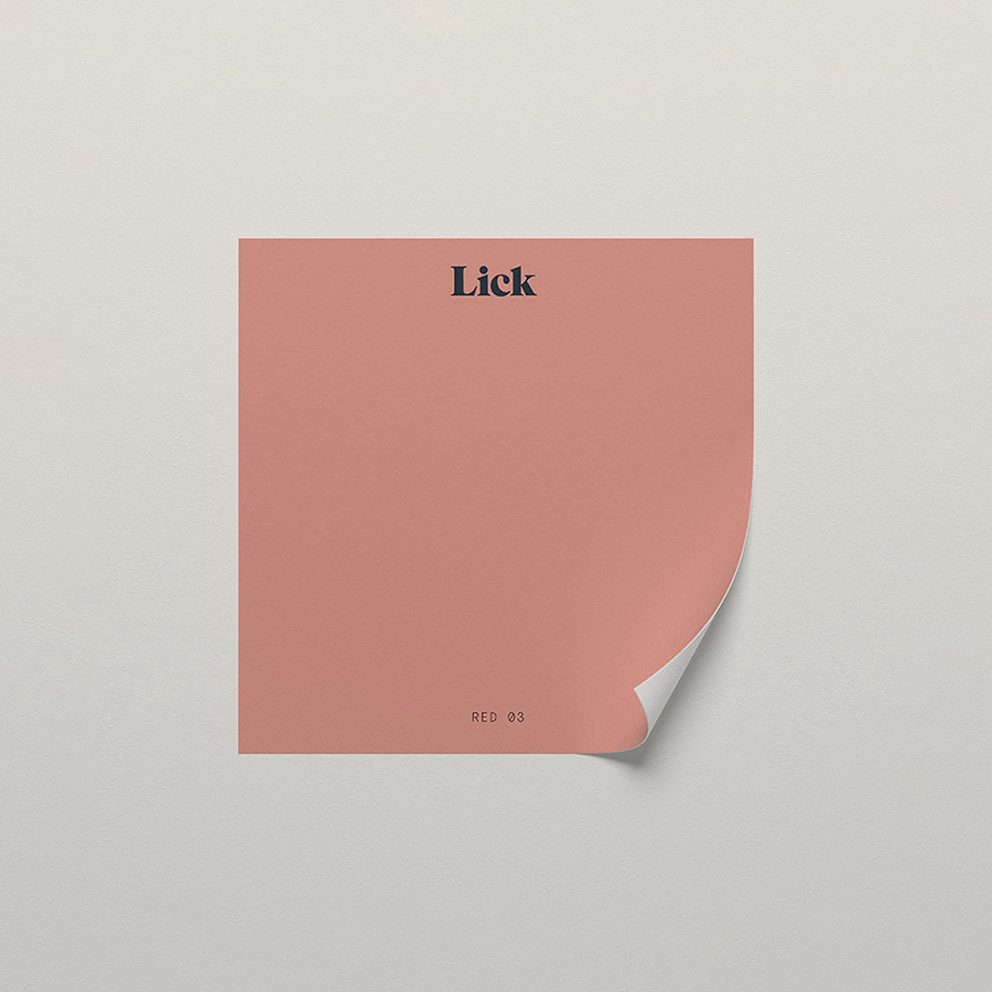 Lick peel and stick sample in Red 03 paint shade